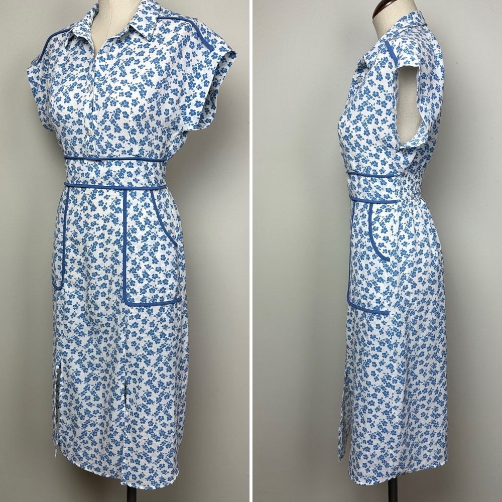 Monteau White and Blue Floral Dress - Picture 10 of 10